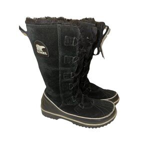 Sorel Women's Waterproof Tall Winter Snow Boots Black SZ 9 Faux fur Lined
